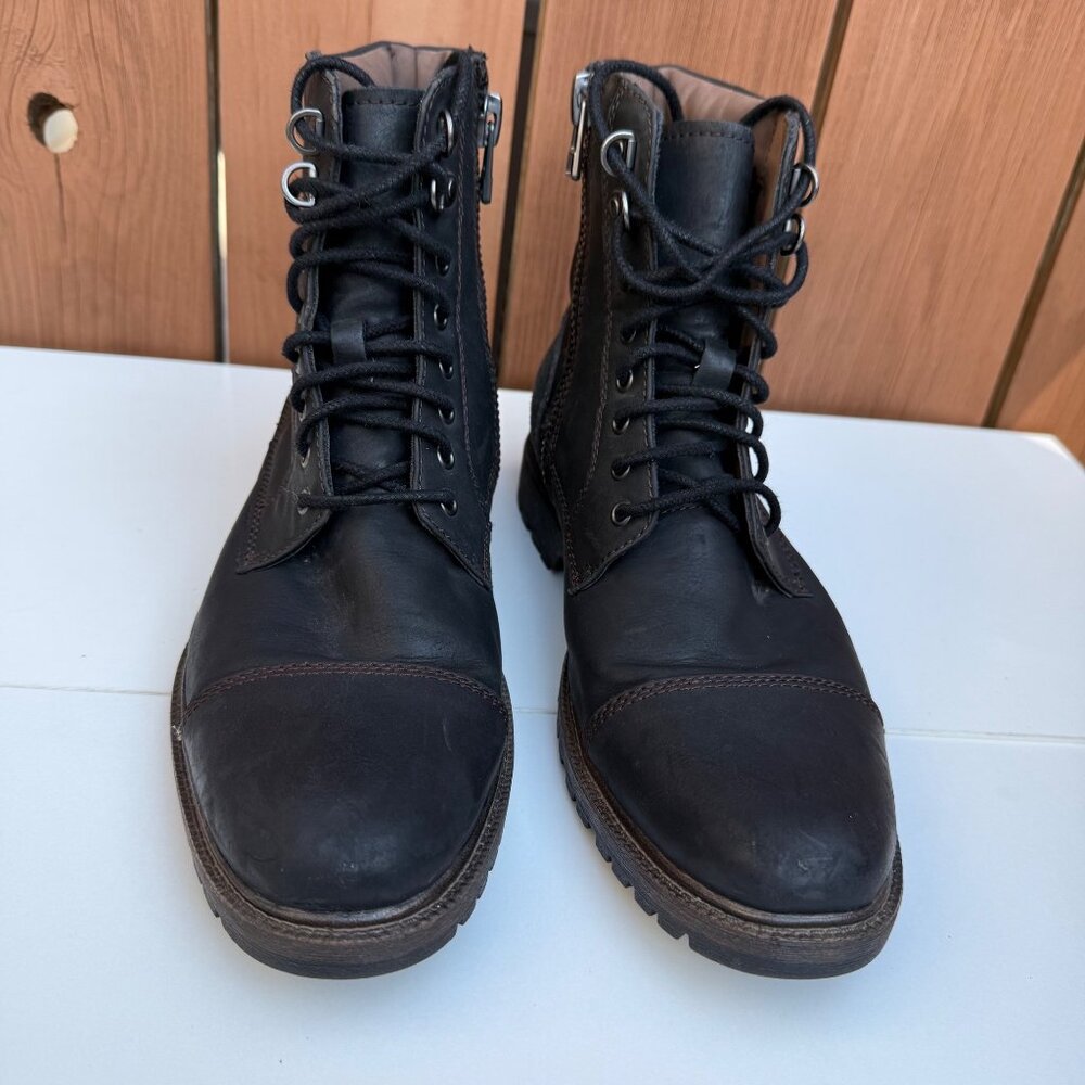 Mens Dockers Black Leather & Suede Lace-Up Ankle Boots Size 8M - Picture 7 of 9